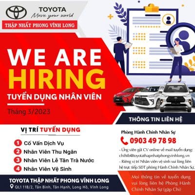 TOYOTA THẬP NHẤT PHONG THÔNG BÁO TUYỂN DỤNG THÁNG 3/2023